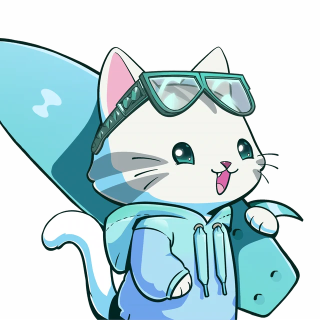 The Ripper, rip's surfing cat, holding a surfboard